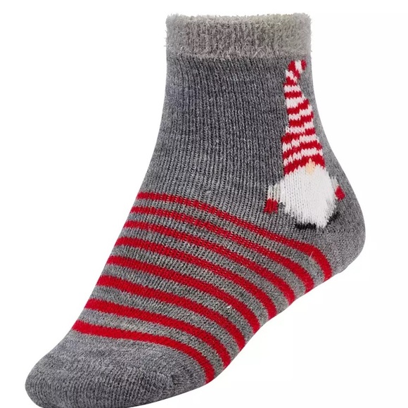Northeast Outfitters Youth Cozy Cabin Socks Gray and Red Striped Size 10k-4 - Picture 2 of 3